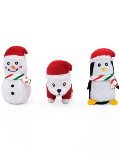 Zippypaws Holiday Miniz Festive Animals XSmall-3 Pk