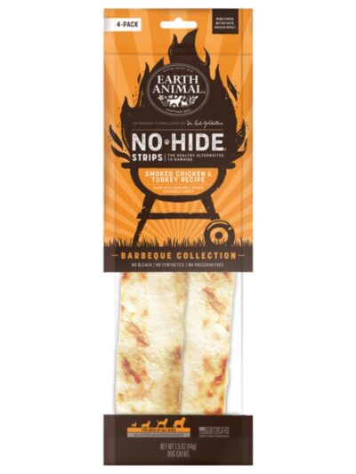 Earth Animal Dog No-Hide BBQ Strips Chicken/Turkey 4pack
