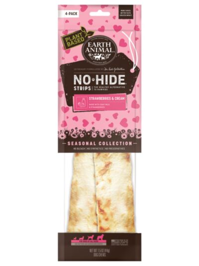 Earth Animal Dog No-Hide Strips Strawberry & Cream 4 Pack