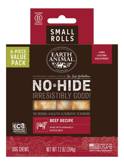 EARTH ANIMAL DOG NO-HIDE BEEF ROLLS SMALL VALUE 6 PACK
