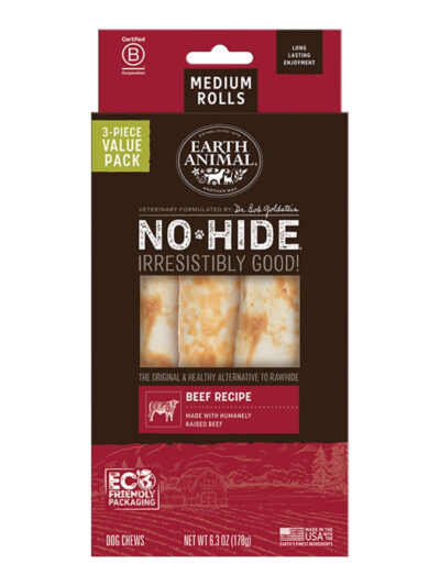EARTH ANIMAL DOG NO-HIDE BEEF ROLLS MEDIUM VALUE 3 PACK