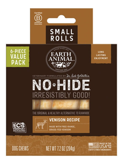 EARTH ANIMAL DOG NO-HIDE VENISON ROLLS SMALL VALUE 6 PACK