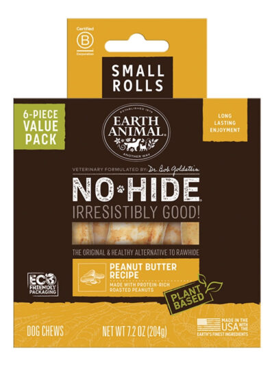 EARTH ANIMAL DOG NO-HIDE PEANUT BUTTER ROLLS SMALL VALUE 6 PACK