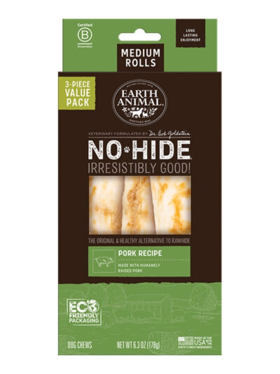 EARTH ANIMAL DOG NO-HIDE PORK ROLLS MEDIUM VALUE 3 PACK