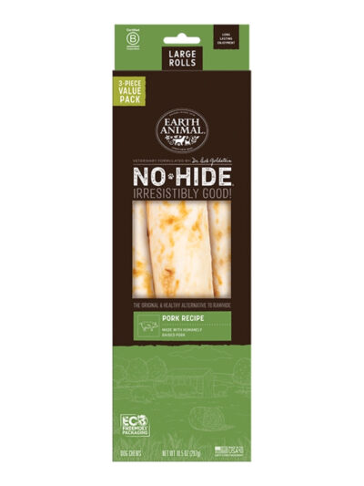 EARTH ANIMAL DOG NO-HIDE PORK ROLLS LARGE VALUE 3 PACK
