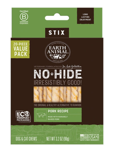 EARTH ANIMAL DOG NO-HIDE STIX PORK VALUE 20 PACK