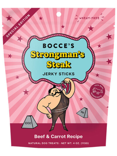 Bocce's Bakery Dog Jerky Sticks Strongman's Steak 4oz