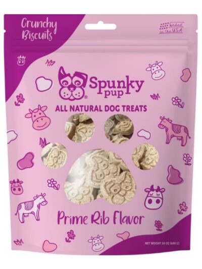 Spunkypup Crunchy Biscuit Dog Treats Prime Rib 24oz.