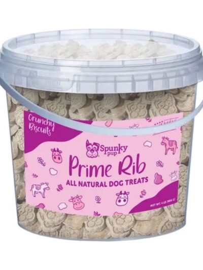 Spunkypup Crunchy Biscuit Dog Treats Bucket Prime Rib