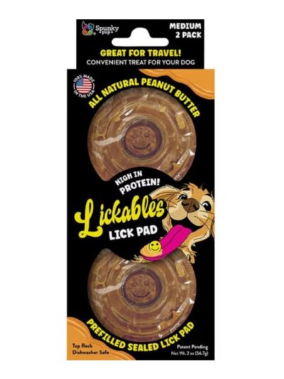 Spunkypup Lickables Filled Lick Pad Round Peanut Butter 2 Pk