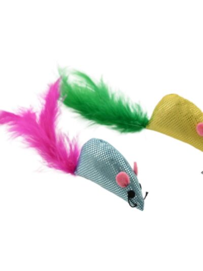 Max & Marlow Mouse w/ Feathers Assorted Cat Value Toys Display 24ea/24Pc