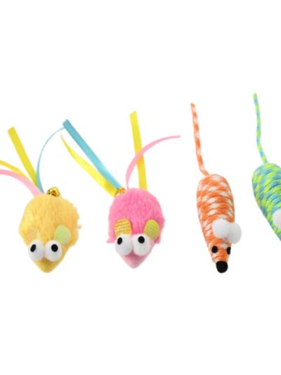 Max & Marlow Mouse with Ribbon Assorted Cat Value Toys Display 24ea/24Pc