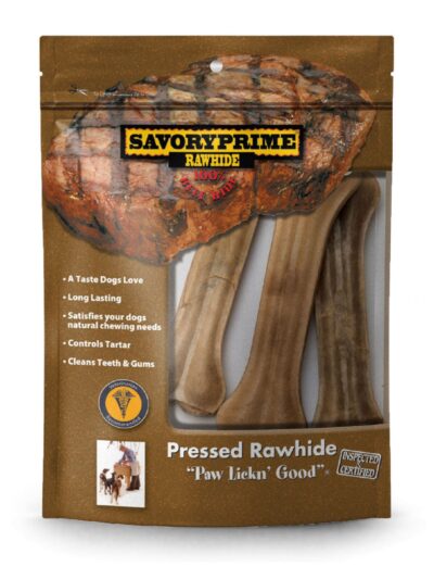 Savory Prime Pressed Rawhide Bones Bagged Natural 1ea/6.5 in, 3 pk