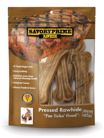 Savory Prime Pressed Rawhide Bones Bagged Natural 1ea/4.5 in, 6 pk