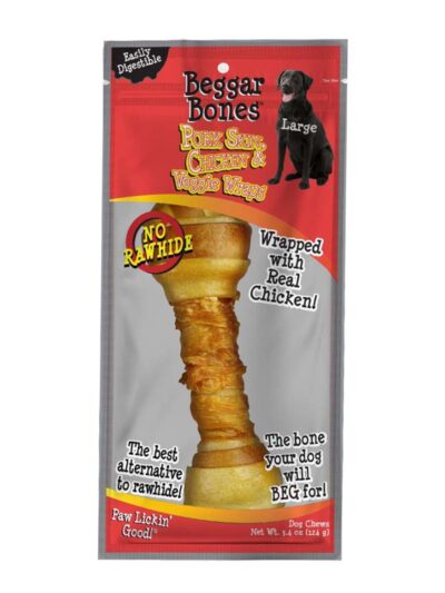 Savory Prime Beggar Bones Pork Skin, Chicken & Veggie Wraps Dog Treats 1ea/LG, 3.4 oz