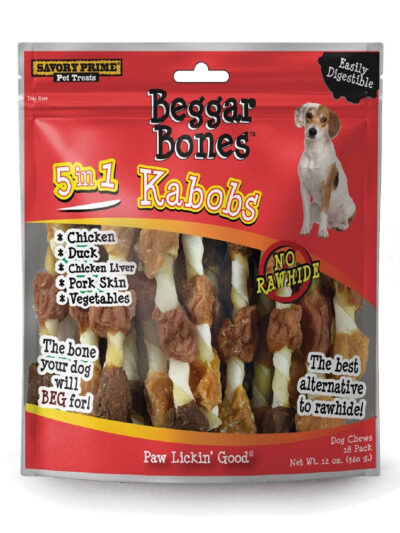 Savory Prime Beggar Bone 5 in 1 Kabobs Dog Treats 1ea/12 oz, 18 pk
