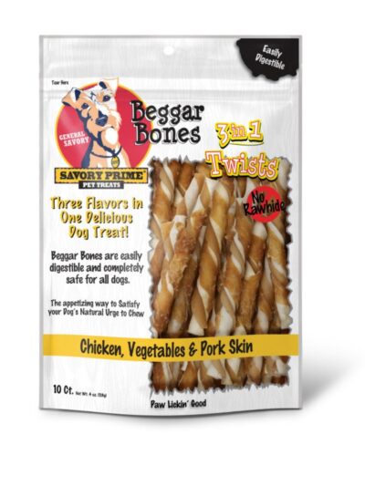Savory Prime Beggar Bone 3in1 Twists Dog Treat 1ea/10 ct