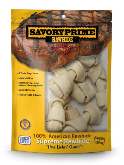 Savory Prime Supreme Knotted Rawhide Bones Bagged Natural 1ea/4-5 in, 10 pk