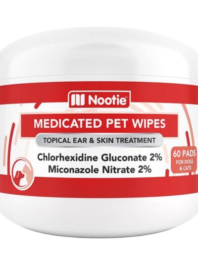 Nootie Dog Cat Dermatology Solutions Antibacterial Pads 60 Count