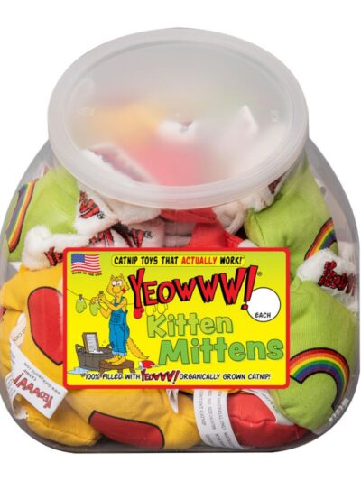 Yeowww! Kitten Mittens Catnip Cat Toys Counter Display Jug 1ea/30 ct
