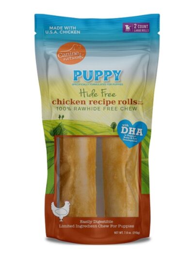 Canine Natural Hide Free Dog 7" Puppy Chicken Rolls 2Ct