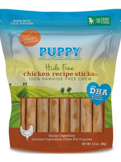 Canine Natural Hide Free Dog 5" Puppy Chicken Sticks 10Ct