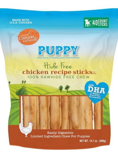 Canine Natural Hide Free Dog 5" Puppy Chicken Stick 40Ct