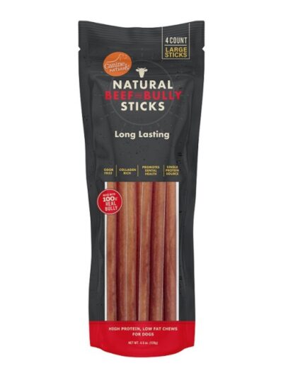 Canine Natural Beef & Bully Sticks Dog 4.5oz. 10" 4Ct