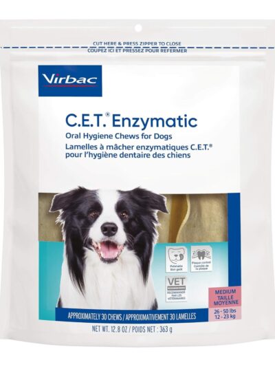 C.E.T. Enzymatic Oral Hygiene Chews For Dogs Beef/Chicken Medium 30 Count