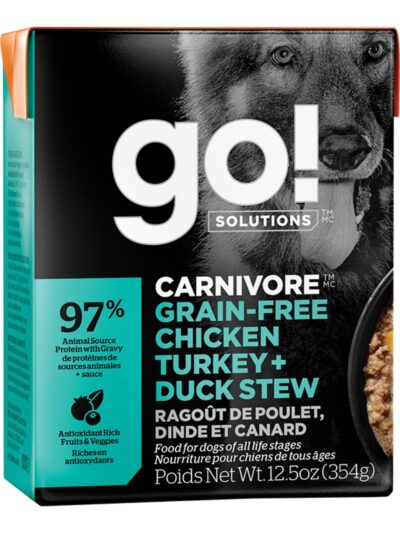 Go! Dog Carnivore Grain Free Stew Chicken, Turkey & Duck 12.5oz. (Case of 12)