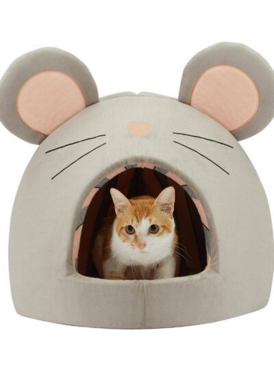 Outward Hound Novelty Pet Hut Covered Domed Cat Bed Grey Mouse, 1ea/One Size