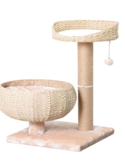 PetPals Cozy V2 2-Level Cat Tree Beige & Cream 29 in