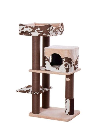 PetPals Cowboy Cat Tree Brown Cow Print 50 in, XL