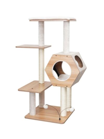 PetPals Wagon Style 4-Level Cat Tree Ivory 44 in