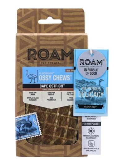 Roam Flavor Rich Ossy Chews Ostrich 3oz.