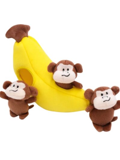 Zippypaws Burrow Monkey 'N Banana Brown/Yellow Medium