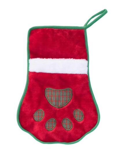 Zippypaws Holiday Stocking Paw Red/Green Medium