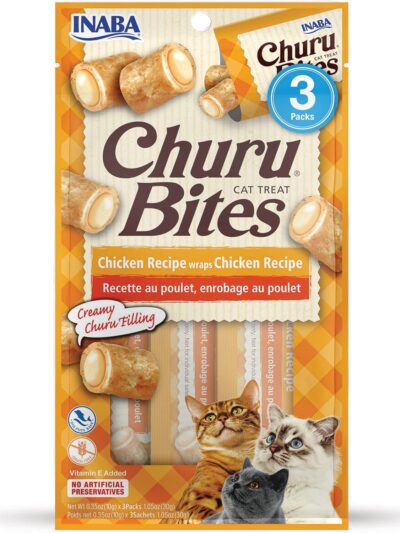 Inaba Churu Bites Cat Treats Chicken .35oz. 3 Pk (Case of 6)