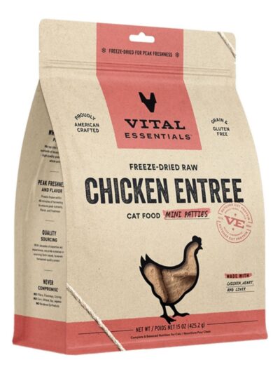 Vital Essentials Cat Freeze Dried Mini Patties Raw Chicken 15Oz