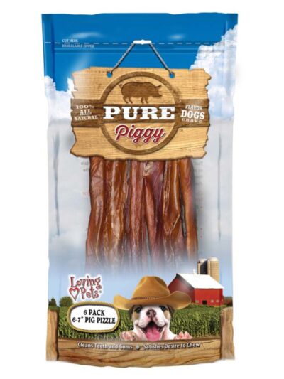 Loving Pets Pure Piggy Pig Pizzle Dog Treat 1ea/6 pk, 6-7 in
