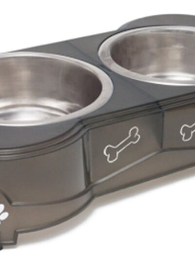 Loving Pets Double Diner Dog Bowl Espresso 1ea/SM