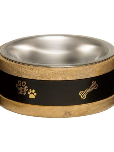 Loving Pets Black Label Wooden Ring Dog Bowl Holder 1ea/1 qt