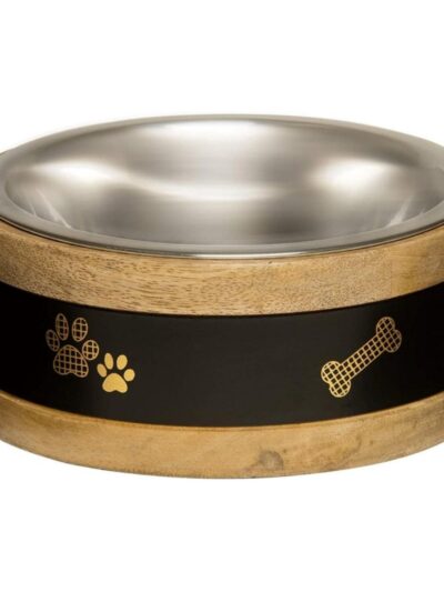 Loving Pets Black Label Wooden Ring Dog Bowl Holder 1ea/2 qt