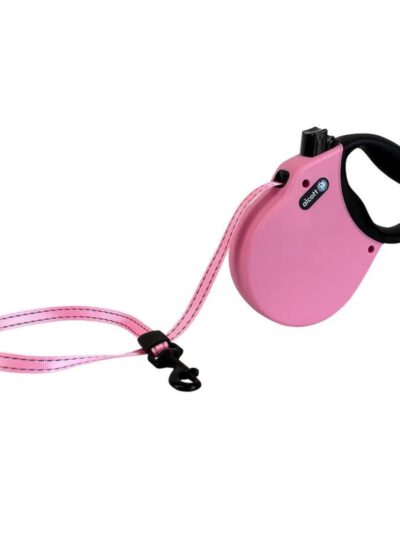 Alcott Adventure Retractable Belt Leash Pink Medium-16Ft