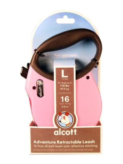 Alcott Adventure Retractable Belt Leash Pink Large-16Ft