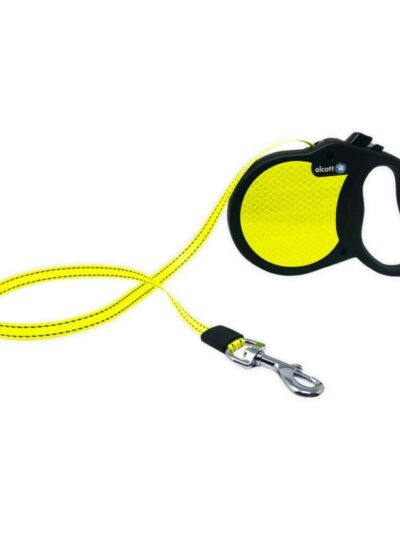 Alcott Visibility Retractable Belt Leash Neon Yellow Medium-16Ft