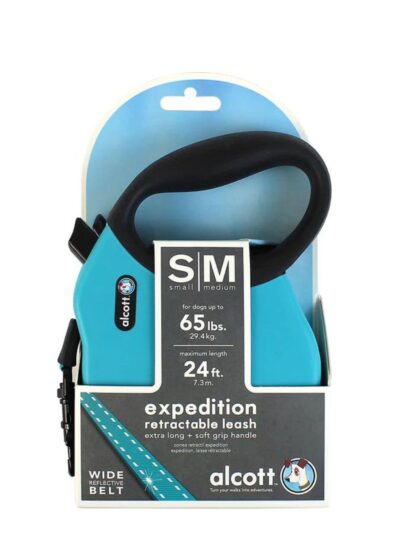 Alcott Expedition Retractable Belt Leash Blue Small/Medium-24Ft