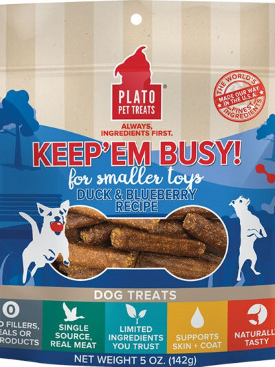 Plato Dog Keep Em Busy Duck And Blueberry Treats Small 5oz.