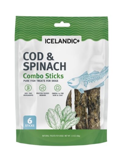 Icelandic Dog Cod & Spinach Combo Sticks 2oz.