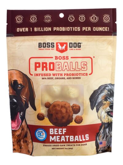 Boss Dog Treat Freeze-dried Raw Meatball Pouch Beef 3oz. (Pack of 3)